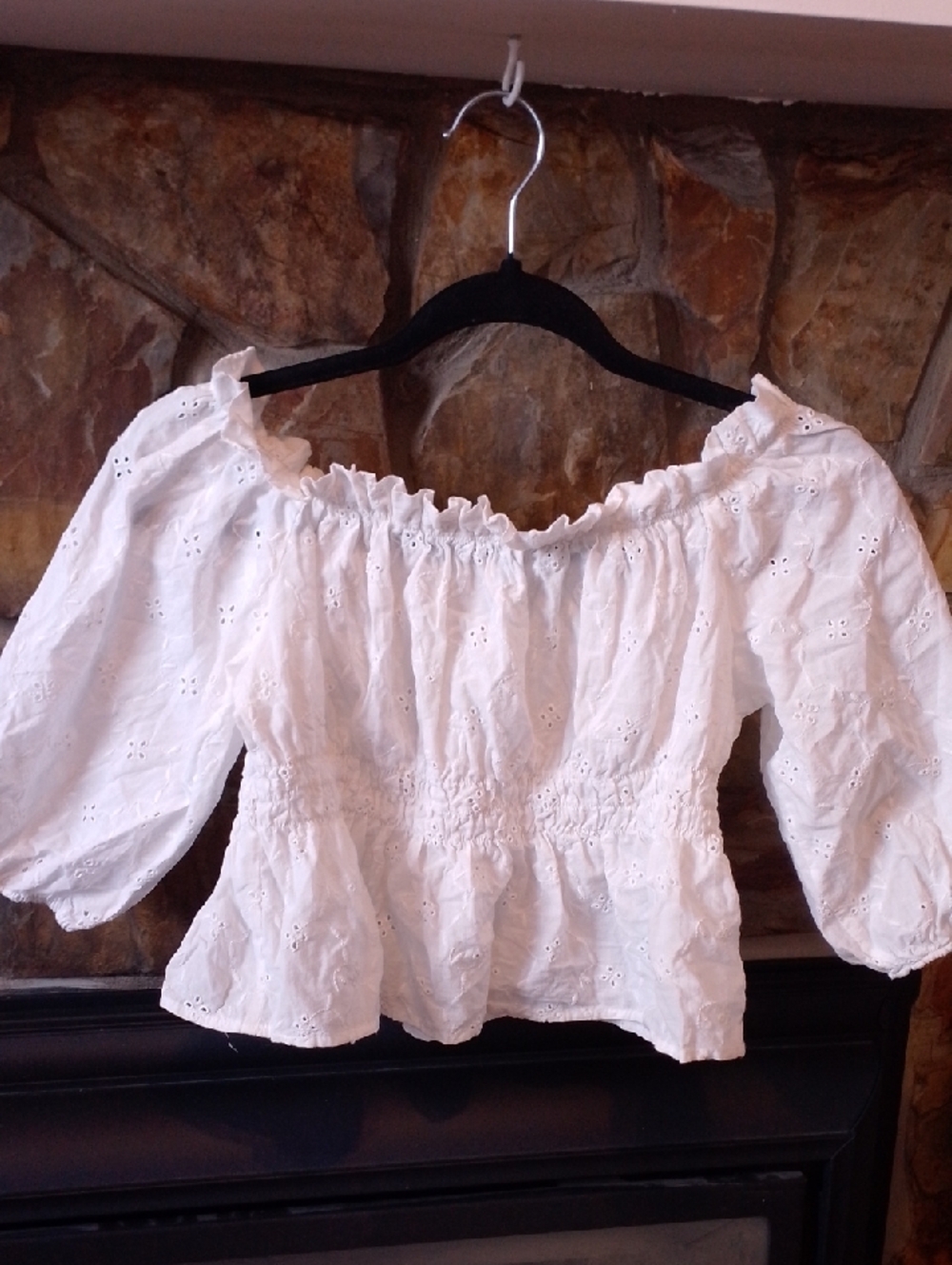 Zara White 🤍 Off The Shoulder Cottagecore Crop Top Boho Prairie Babe - Picture 1 of 6